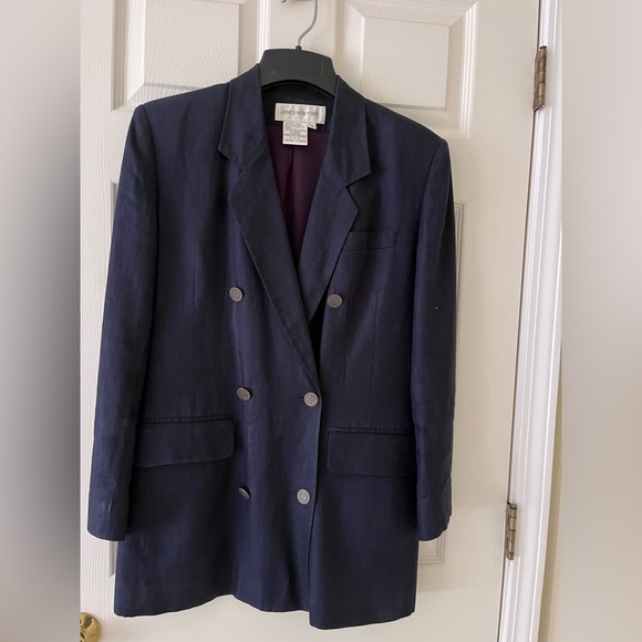 💙 Vintage Jones New York | 100% Linen Double Breasted Blazer | Size 6 | - Picture 2 of 2